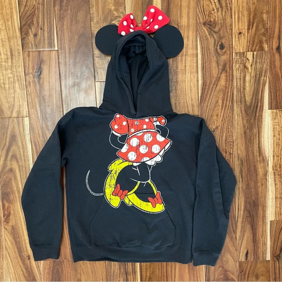 Disney Other - Disneyland Parks Kids Minnie Mouse with Ears Hoodie Sweatshirt Blue Youth XL